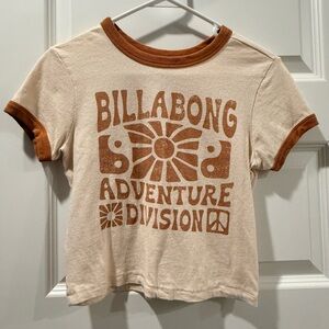 Billabong Cream Tee with Brown Ringer & Retro Graphic